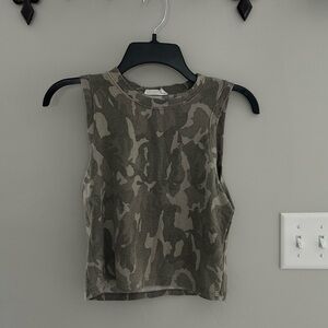 Olive Camo Sleeveless Crop Top